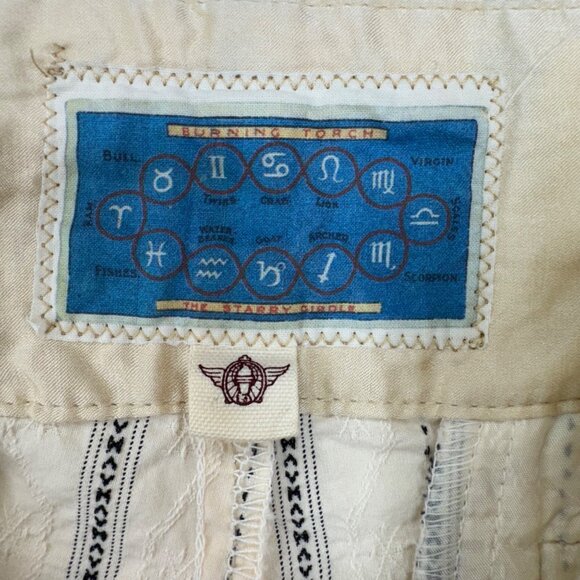 Burning Torch Cream Black Striped Wide Leg Hi-Waist Culottes Pants Women's sz8 - Picture 7 of 10